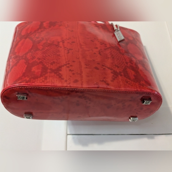 Escada Red / Snake Print Patent Leather Handbag - Picture 14 of 15